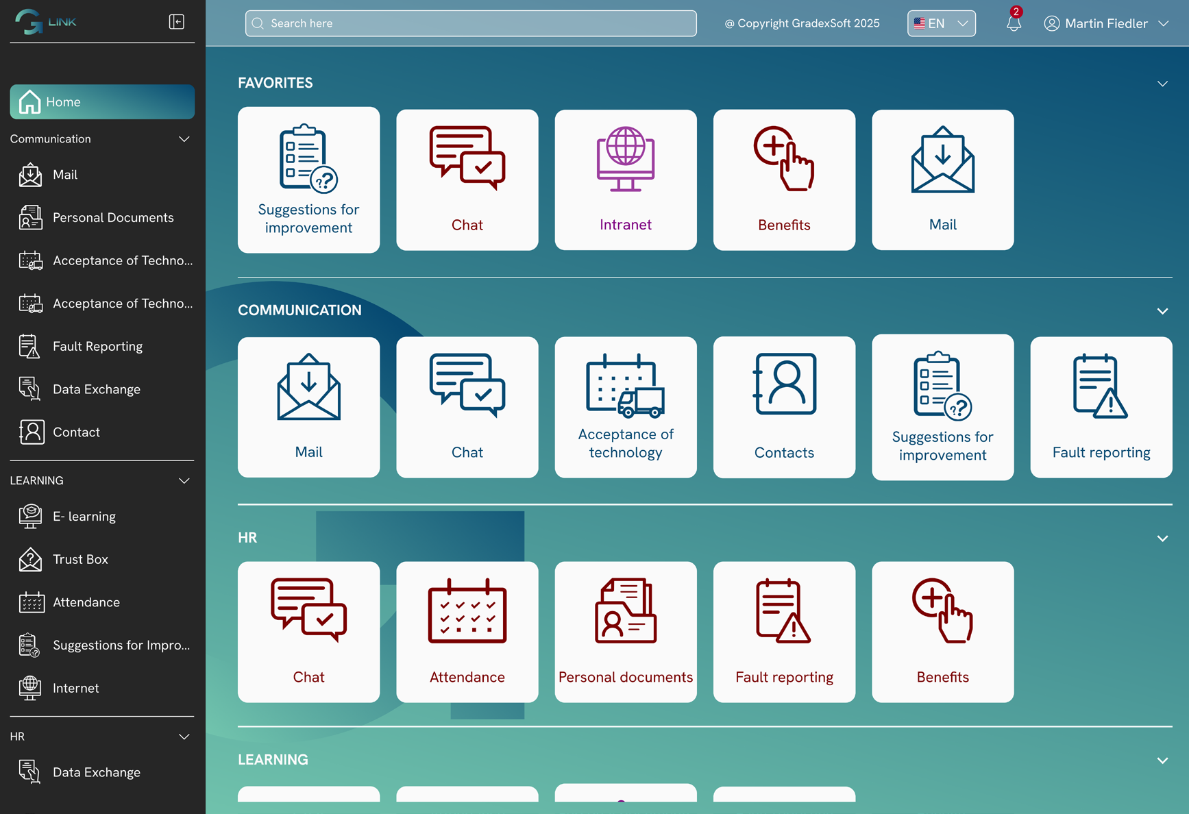 Web aplikace GradexLINK